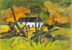 ‡ JOHN ELWYN acrylic on paper - entitled verso 'Away from it All', signed, 25 x 35cms Provenance: