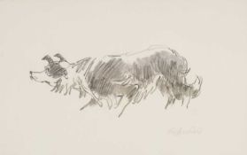 ‡ SIR KYFFIN WILLIAMS RA pencil, ink and wash on paper - sheepdog study, fully signed in pencil,