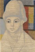 ‡ BRENDA CHAMBERLAIN pastel on paper - entitled, 'Krischan of Schoenau', signed and dated 1955, 43 x