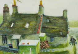 ‡ WIL ROWLANDS mixed media - entitled verso 'Porth Llechog', signed, 50 x 72cms Provenance: