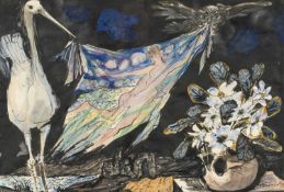 ‡ CERI RICHARDS CBE pen, brush, black ink and watercolour on paper - illustration for 'The Stork', a