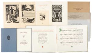 TEN ITEMS OF GREGYNOG HALL EPHEMERA comprising five Gregynog Press printed Christmas greetings