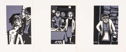 ‡ SIR KYFFIN WILLIAMS RA three loose Gwasg Gregynog printed linocuts for 'Two Old Men and Other