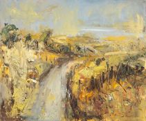 ‡ GARETH PARRY oil on canvas - entitled verso, 'Lane to the Sea' on Thackeray Gallery label, signed,