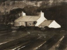 ‡ JOHN KNAPP-FISHER mixed media - 'The Watch Cottage', signed and dated 1994, 17 x 22cms Provenance: