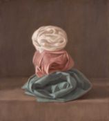 ‡ HARRY HOLLAND oil on canvas - 'Trio', still life, signed, on Martin Tinney Gallery label, 56 x