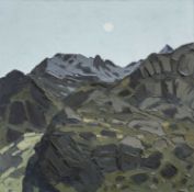 ‡ SIR KYFFIN WILLIAMS RA oil on canvas - entitled verso, 'Moon Over Crib Goch' on Thackeray