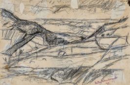 PETER PRENDERGAST pencil and ink-biro on paper - entitled verso 'Pencil and Biro Study from Parc',