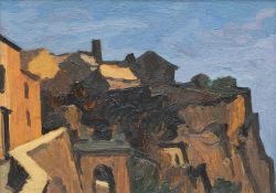 ‡ SIR KYFFIN WILLIAMS RA oil on board - entitled verso, 'Orvieto', signed verso, 28 x 39cms