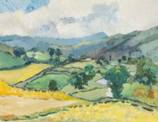 ‡ MARGARET SIDNEY DAVIES (1884-1963) rare oil on canvas – Welsh valley landscape, signed, titled