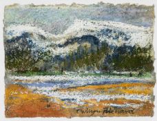 ‡ GWILYM PRICHARD mixed media on torn paper - entitled verso 'Cadair Idris' on Martin Tinney Gallery