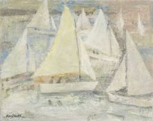 ‡ MERYL WATTS oil on board - entitled verso 'Misty Sails', signed, 37 x 47cms Provenance: private
