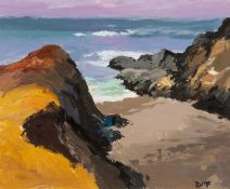 ‡ DONALD McINTYRE acrylic - entitled verso, 'Rocky Shore, Pembs No. 3', signed with initials, 36 x