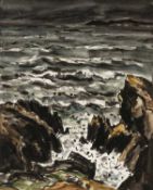 ‡ SIR KYFFIN WILLIAMS RA fine mixed media - entitled verso, 'Rough Sea at Llanddwyn', signed with