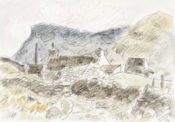 ‡ SIR KYFFIN WILLIAMS RA watercolour & pencil - entitled verso, 'Penrhiwiau I' on Thackeray