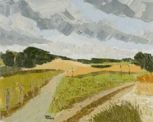 ‡ GWILYM PRICHARD oil on canvas - entitled verso, 'Cornfields, Normandy I' on Heal's Gallery