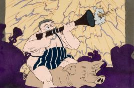 CALON TV acetate cel - for the animated adaption of 'Under Milk Wood', 1982, depicting Butcher