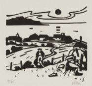 ‡ SIR KYFFIN WILLIAMS RA limited edition (42/85) linocut - entitled verso, 'Rhoscryman' on Martin