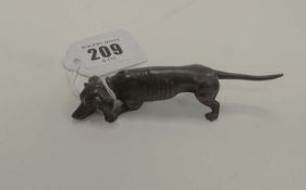 COLD PAINTED BRONZE DACHSHUND, 10cms