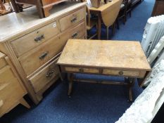 VICTORIAN WALNUT CHEST OF DRAWERS, and burr walnut drop-leaf coffee table (2)