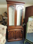 VICTORIAN MAHOGANY BOOKCASE CABINET, 223 (h) x 94cms (w) Provenance: private collection Cheshire