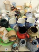 ASSORTED CERAMICS, mainly decorative jugs (2 trays) Provenance: private collection Flintshire