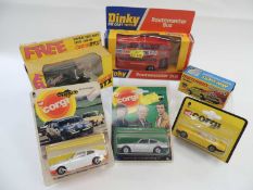 DINKY ROUTEMASTER BUS (boxed), Lledo Castrol van (boxed), three blister pack Corgi cars including