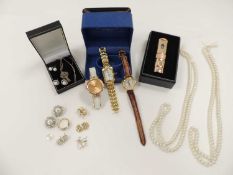 STERLING SILVER CELTIC FORM CROSS PENDANT NECKLACE, with assorted other costume jewellery, three