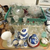 ASSORTED GLASSWARE & CERAMICS, including Royal Worcester vase, Copeland coffee pot, etc (2 trays)