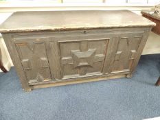 OAK & PINE JOINED COFFER, late 17th century and later, 132cms (w) Provenance: East Cheshire