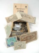 QUANTITY OF MIXED BRITISH & FOREIGN COINS, and some world bank notes Provenance: private