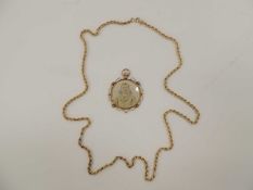 9CT GOLD ROPE TWIST NECKLACE, 64cms (l), 4.9g, and 9ct gold framed double picture locket, gross