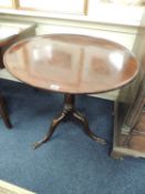 GEORGE III MAHOGANY DISHED TOP TILTING TRIPOD TABLE, 74cm diameter