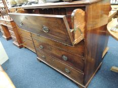 VICTORIAN MAHOGANY SECRETAIRE CHEST, with fitted top drawer, 105 (h) x 107 (w) x 57cms (d)