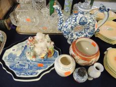 GROUP OF ORIENTAL CERAMICS etc., including Kutani planter, Republican Chinese baluster vase, etc.