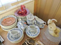 ASSORTED CERAMICS & GLASS, including small Hispano Moresque plate, Old Chelsea tableware Provenance: