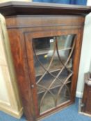 19TH CENTURY MAHOGANY HANGING GLAZED CORNER CUPBOARD, 121 (h) x 87cms (w) Provenance: private