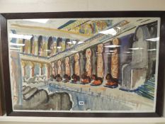 20TH CENTURY ENGLISH SCHOOL watercolour over pencil - Egyptian Baths, indistinctly signed, 57 x