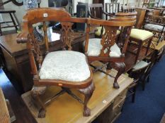 MAHOGANY CONVERSATION SEAT, in the Chippendale style, 125cms (w) Provenance: private collection