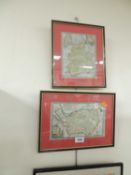 T. KITCHIN HAND-COLOURED MAP OF CHESHIRE, 14.5 x 23cms, and similar map of Lancashire (2)