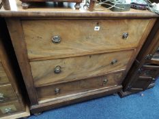 VICTORIAN MAHOGANY CHEST OF THREE DRAWERS, 96 (h) x 94cms (w)
