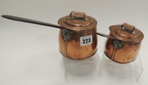TWO LATE VICTORIAN / EDWARDIAN COPPER SAUCEPANS, small size