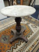 VICTORIAN MAHOGANY & MARBLE TOPPED PEDESTAL TABLE, 58 (h) x 44cms (diam.) Provenance: The Cornelia