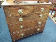 EARLY 19TH CENTURY MAHOGANY & INLAID CHEST OF DRAWERS, 94 (h) x 99 (w) x 54cms (d)