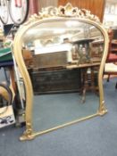 VICTORIAN GILT PAINTED OVERMANTEL MIRROR, 140 x 129cms Provenance: private collection Wrexham
