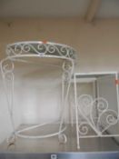 PAINTED WROUGHT METAL HALL TABLE, and similar magazine rack (2) Provenance: private collection