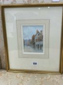 THOMAS MACKAY (1851-1920) watercolour on opaline glass panel - Mill Street, Warwick, signed and