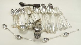 QUANTITY OF KING'S PATTERN & RATTAIL SILVER-PLATED FLATWARE, and a chrome pepper pot Provenance: