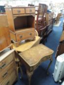 BURR WALNUT BEDSIDE CABINET and walnut serpentine fronted side table in the Queen Anne style (2)