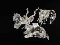 THREE SWAROVSKI CRYSTAL SOCIETY ANIMAL FIGURES, from Inspiration Africa trilogy, comprising 'Kudu'